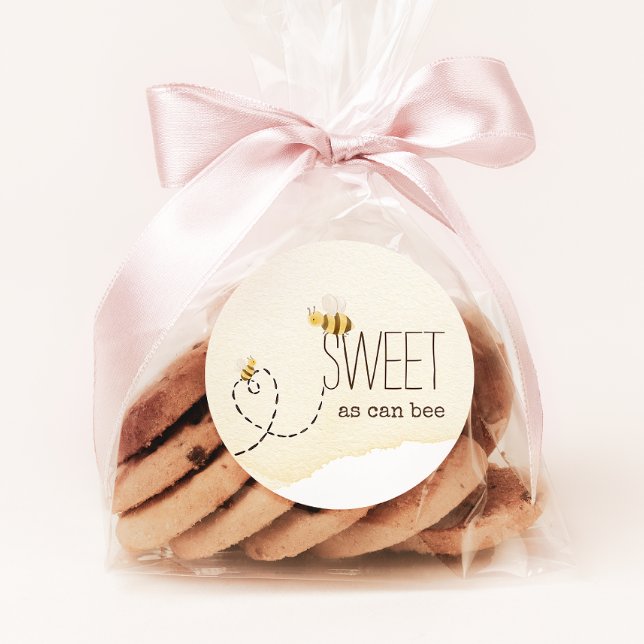 Sweet As Can Bee Baby Shower Favour Classic Round Sticker (Creator Uploaded)