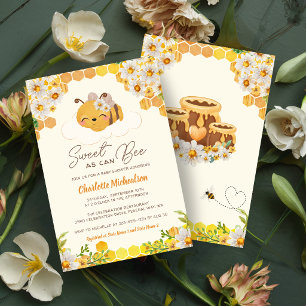 Sweet As Can Bee Baby Shower Floral Honeycomb Invitation