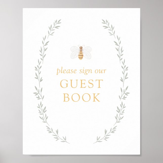Sweet as Can Bee Baby Shower Guest Book Sign (Front)