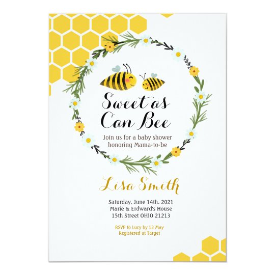sweet as can bee baby shower invitations