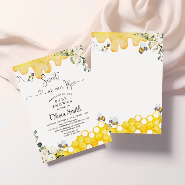 Sweet As Can Bee Baby Shower Invitation (Creator Uploaded)