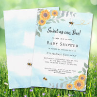 Sweet As Can Bee Baby Shower Invitation