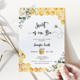 Sweet as can bee baby shower invitation