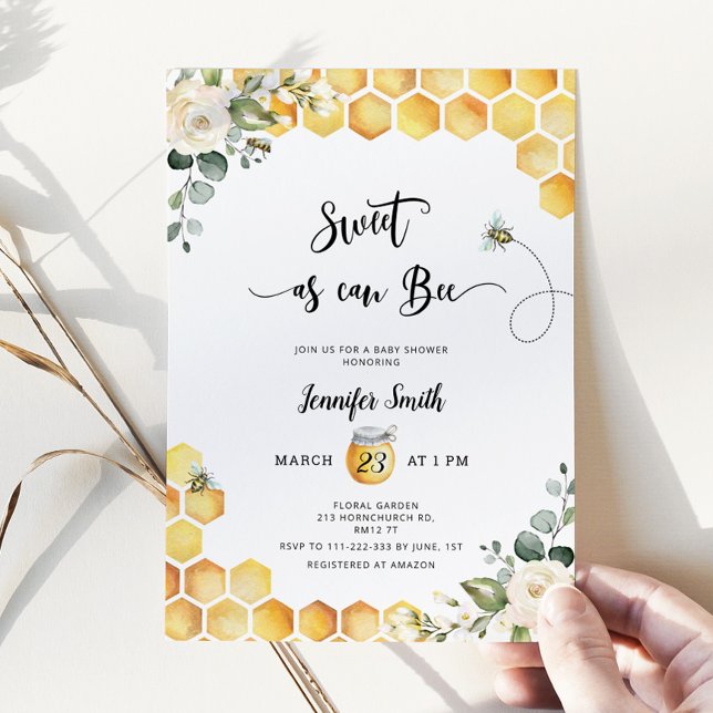 Sweet as can bee baby shower invitation (Creator Uploaded)