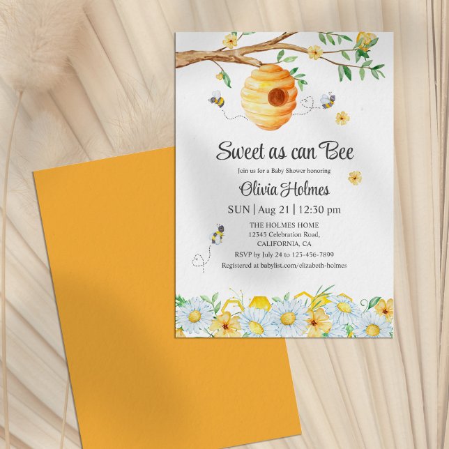 "Sweet as can Bee" Baby Shower Invitation ("Sweet as can Bee" Baby Shower Invitation)