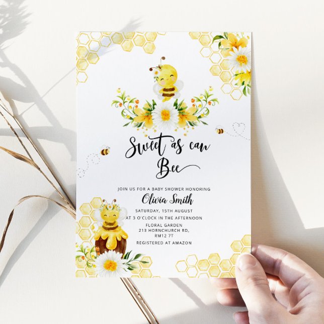 Sweet as can bee baby shower invitation (Creator Uploaded)