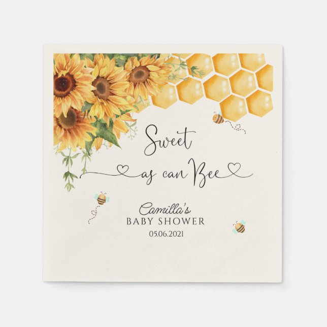Sweet As Can Bee Baby Shower  Napkin (Front)