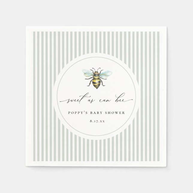 Sweet As Can Bee Baby Shower Napkin (Front)