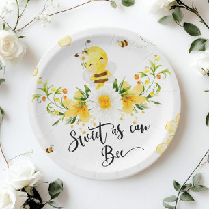 Sweet as can bee baby shower paper plate