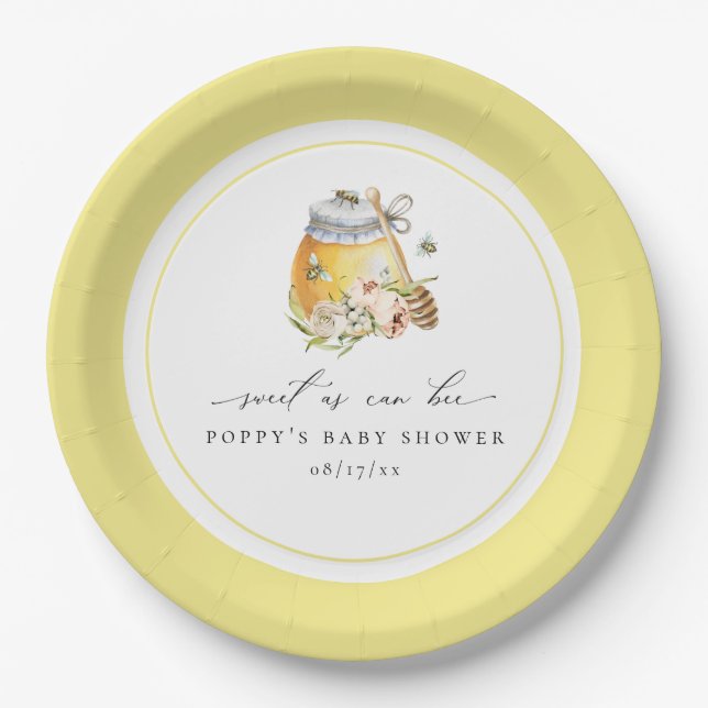 Sweet As Can Bee Baby Shower Paper Plate (Front)