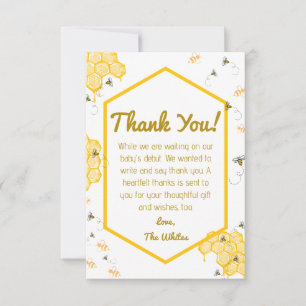 Sweet As Can Bee Baby Shower Thank You Card