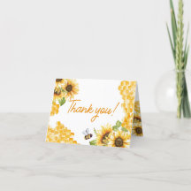Sweet As Can Bee Baby Shower Thank You Card