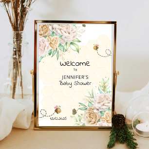 Sweet as can bee baby shower welcome sign