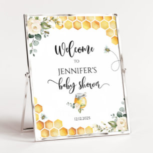 Sweet as can bee baby shower welcome sign