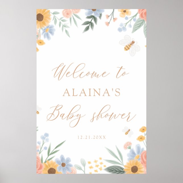Sweet as can Bee Baby Shower Welcome Sign (Front)