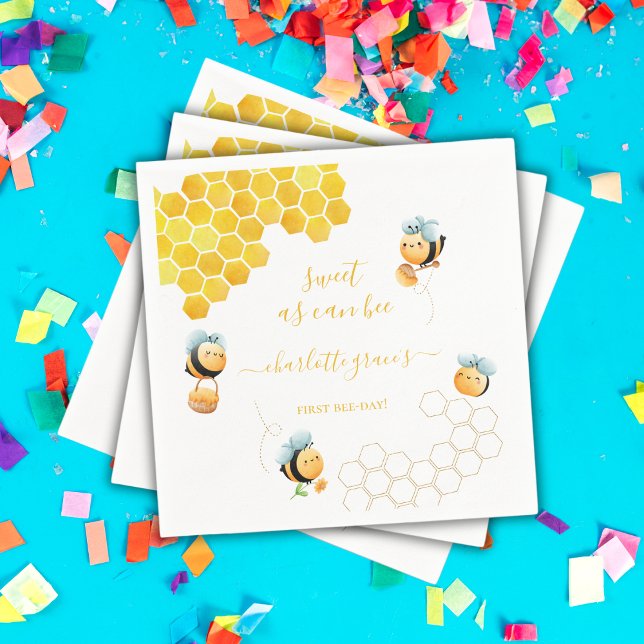 Sweet As Can Bee Baby's First Birthday Napkin (Creator Uploaded)