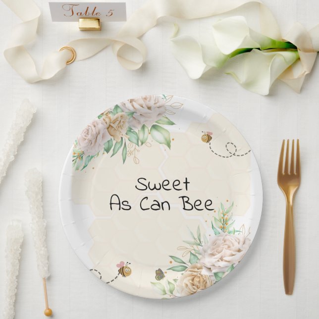 Sweet as can bee bumble bee baby shower  paper plate (Wedding)