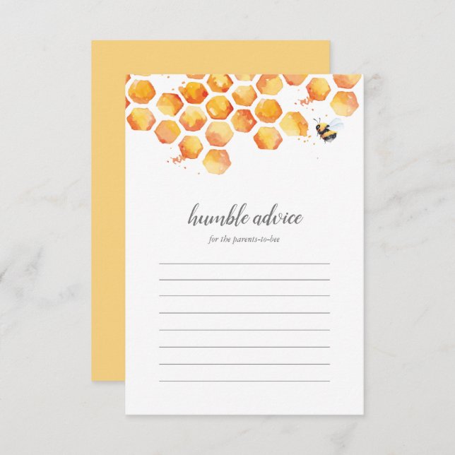 Sweet As Can Bee Bumblebee Baby Shower Advice Card (Front/Back)