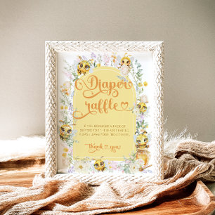 Sweet as can Bee Cute Baby Shower Diaper Raffle Poster