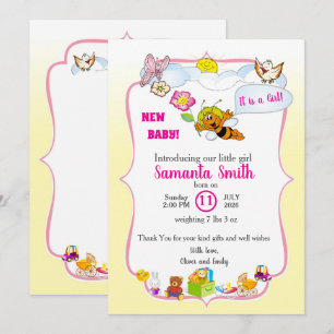 Sweet as Can Bee Floral Baby Girl Shower Invite