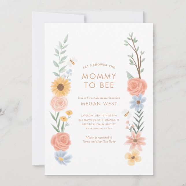 Sweet as can Bee Floral Baby Shower Invitation (Front)