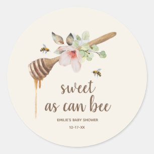 Sweet As Can Bee Floral Honey Wand Baby Shower Classic Round Sticker