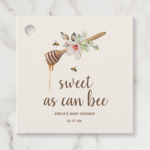 Sweet As Can Bee Floral Honey Wand Baby Shower Favour Tags