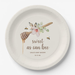 Sweet As Can Bee Floral Honey Wand Baby Shower Paper Plate