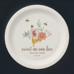 Sweet As Can Bee Floral Honeycomb Baby Shower Favo Paper Plate<br><div class="desc">Floral honeycomb design with bees and "sweet as can bee" script.</div>