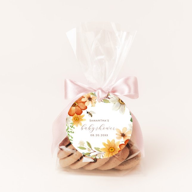 Sweet As Can Bee | Floral Spring Baby Shower Classic Round Sticker (Creator Uploaded)