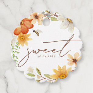 Sweet As Can Bee Floral Spring Baby Shower Favour Tags