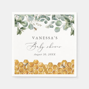 Sweet as Can Bee Greenery Baby Shower Napkin