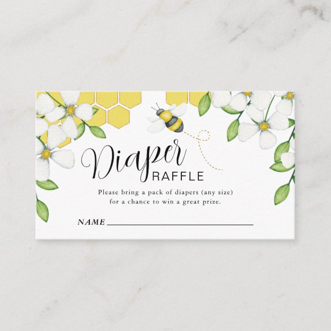 Sweet As Can Bee Honey Baby Shower Diaper Raffle Enclosure Card (Front)