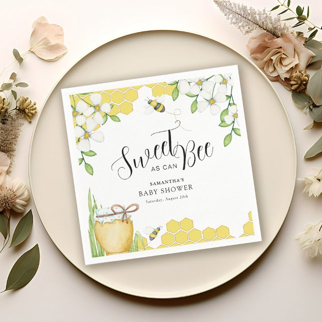 Sweet As Can Bee Honey Baby Shower Paper Napkin (Creator Uploaded)