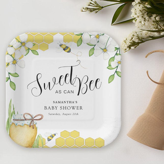 Sweet As Can Bee Honey Baby Shower  Paper Plate (Creator Uploaded)