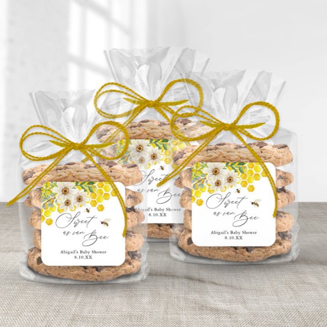 Sweet as Can Bee, Honey Bee and Daisy Favour Square Sticker (Creator Uploaded)