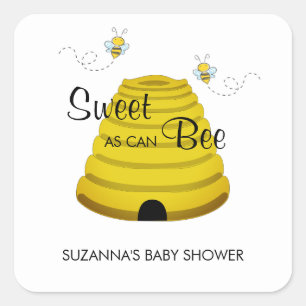 Sweet as can Bee Honey Bee Hive Baby Shower Square Sticker