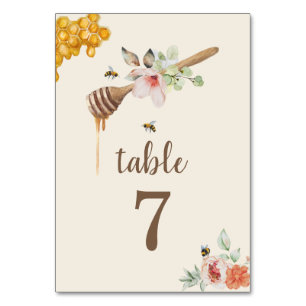 Sweet As Can Bee Honey Floral Baby Shower Table Number
