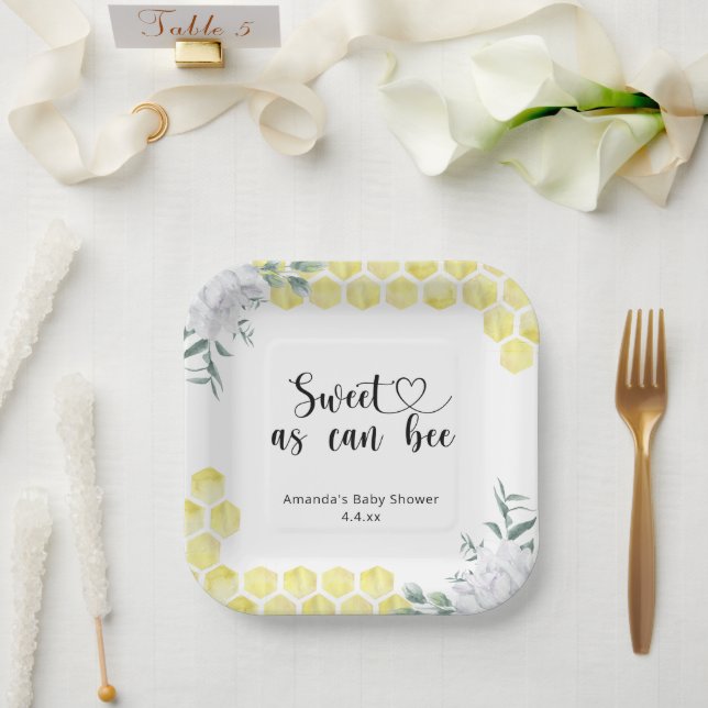 Sweet as can Bee -  Paper Plate (Wedding)