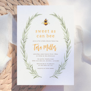 Sweet As Can Bee Rustic Gender Neutral Baby Shower Invitation