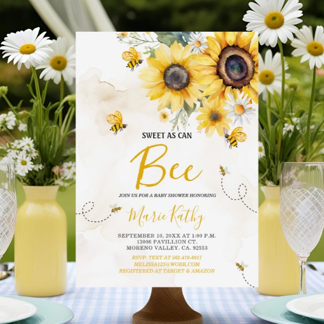 Sweet As Can Bee Sunflower Baby Shower Invitation (Creator Uploaded)