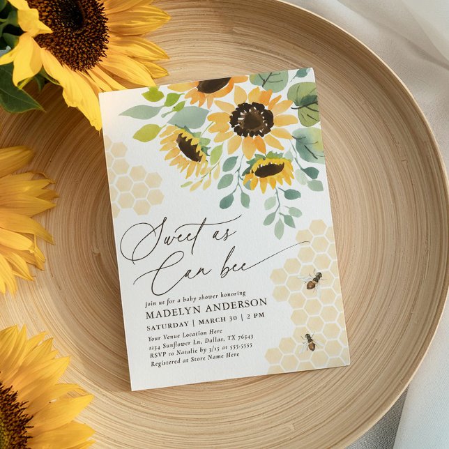 Sweet as Can Bee Sunflower Baby Shower Invitation (Creator Uploaded)