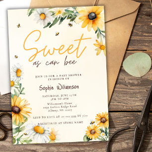 Sweet As Can Bee Sunflowers Yellow Baby Shower Invitation