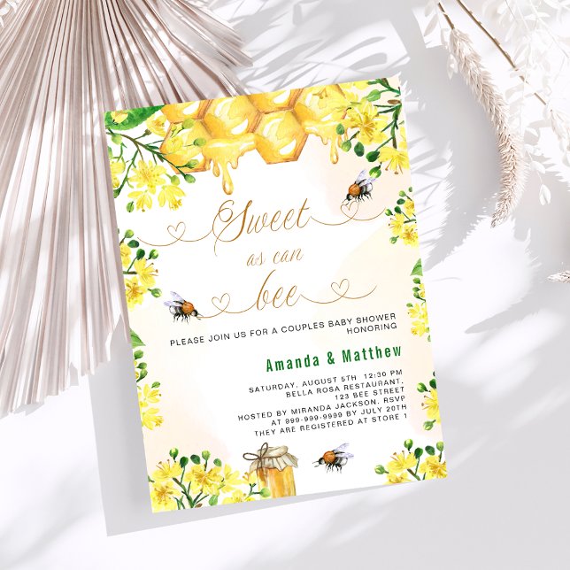 Sweet as can bee yellow floral couples Baby Shower Invitation (Creator Uploaded)
