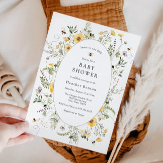 Sweet as Can Bee Yellow Flowers Baby Shower Invitation