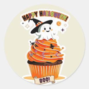 Sweet As Can Boo Cute Halloween Cupcakes Classic Round Sticker