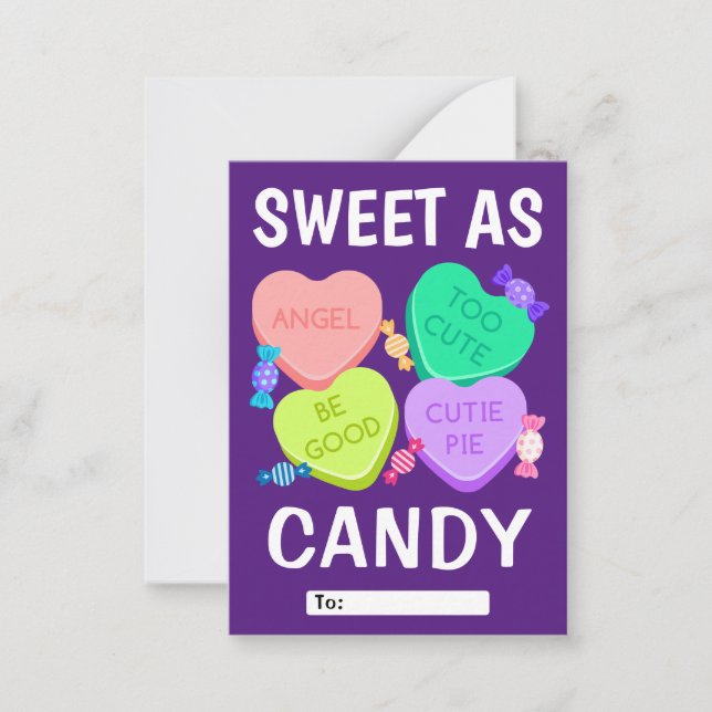 Sweet as Candy Classroom Valentine's Day Note Card (Front)