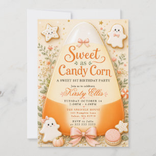 Sweet as Candy Corn Sweet 1st Birthday Party Invitation