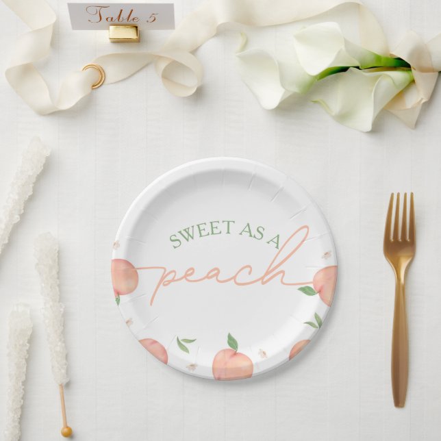 Sweet As Peach Birthday Paper Plate (Wedding)