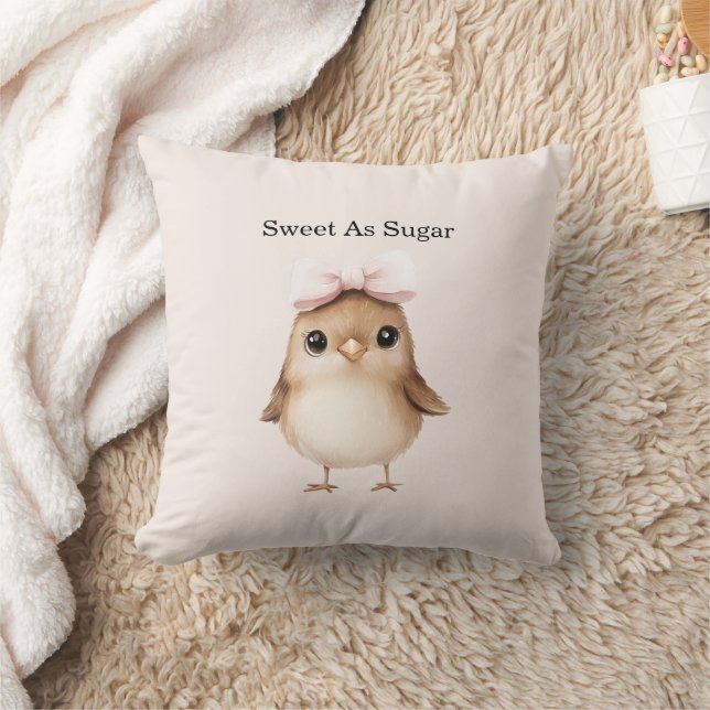Sweet As Sugar Bird with Bow Cushion (Blanket)